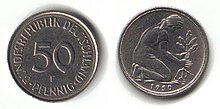 akzeptierte  50-Pfennig-Münze, Bank deutscher Länder oder Bundesbank
